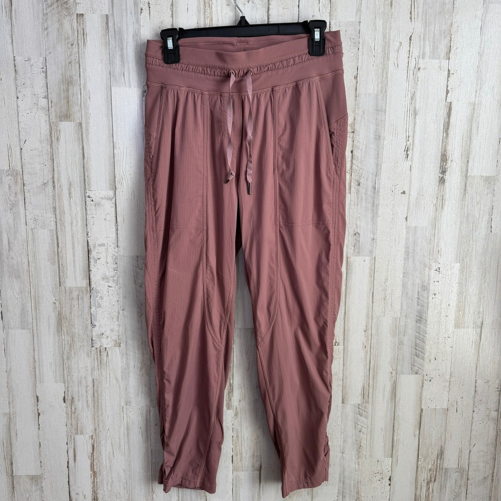 Lululemon Dance Studio Crop 25" Red Dust Womens 4 W6AVQS Ribbed Athletic Pants